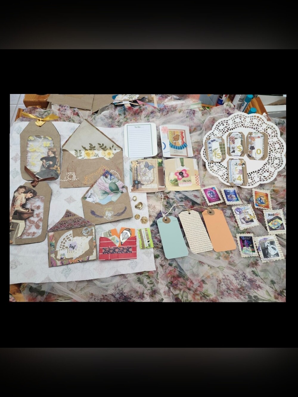 Vibe Check: Mega Ephemera Crafting Lot w/ Vintage Tags, Faux Stamps & Free Gift
